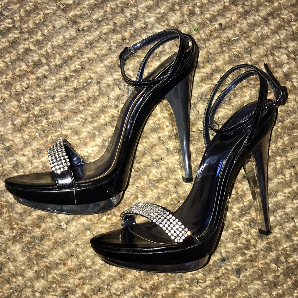 Promise Black Heels with Bling Strap
